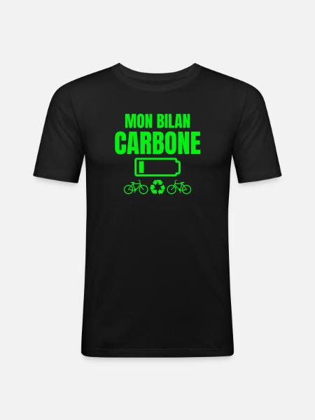 bilan carbone, écologie, écologiste - T-shirt près du corps Homme - noir