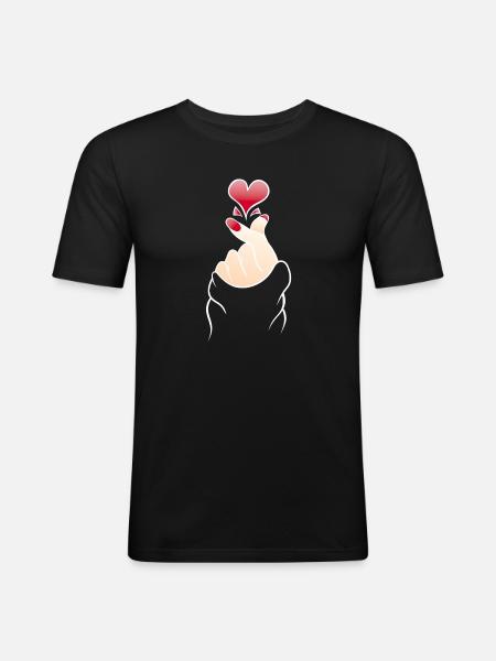 Finger Heart Snap K Pop - Men's Slim Fit T-Shirt - black