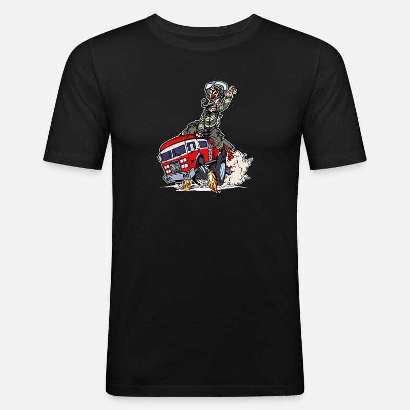 Fire Fire Engine Firefighter Rescuer - Men's Slim Fit T-Shirt - black