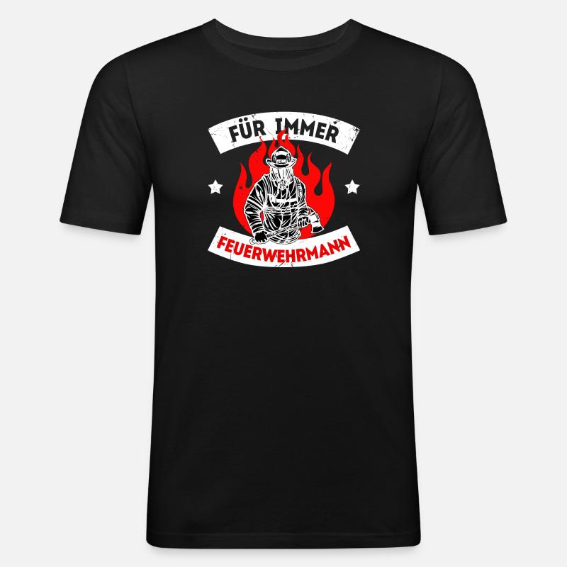 Feuerwehrmann Statement Lebensretter Feuerwehr - Männer Slim Fit T-Shirt - Schwarz