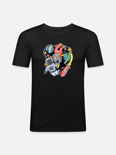 4 Years Birthday Boy Gift - Men's Slim Fit T-Shirt - black