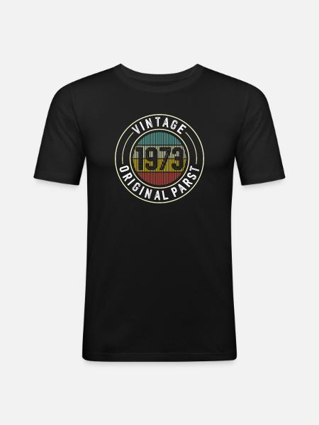 Originalteile-Abzeichen von 1973 - Männer Slim Fit T-Shirt - Schwarz
