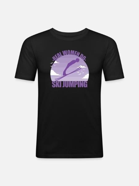 Skispringen Skispringerin Wintersport Geschenk - Männer Slim Fit T-Shirt - Schwarz