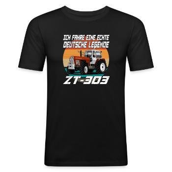 Deutsche Traktorlegende ZT303 - Männer Slim Fit T-Shirt - Schwarz - Vorne - Nik (191cm)