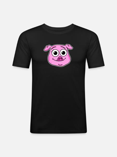 Pig Head Animal Head - Men's Slim Fit T-Shirt - black