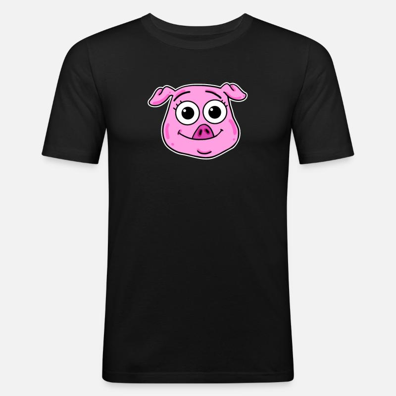 Schwein Kopf Tierkopf - Männer Slim Fit T-Shirt - Schwarz