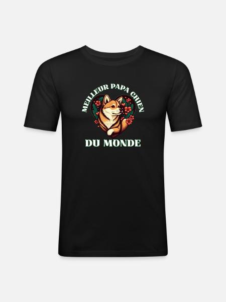 Meilleur Papa Chien Du Monde - T-shirt près du corps Homme - noir