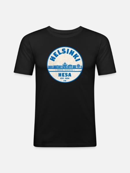 Helsinki Skyline Emblem 1550 - Men's Slim Fit T-Shirt - black