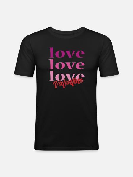 T-shirt Saint-Valentin amour Saint-Valentin - T-shirt près du corps Homme - noir