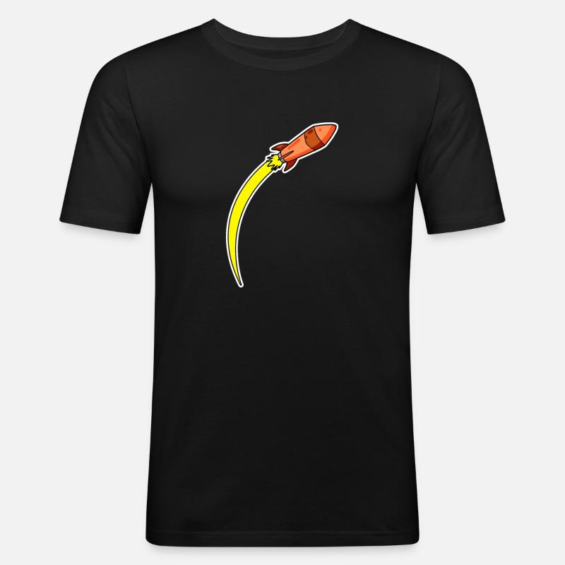 Fusée Orange - T-shirt près du corps Homme - noir