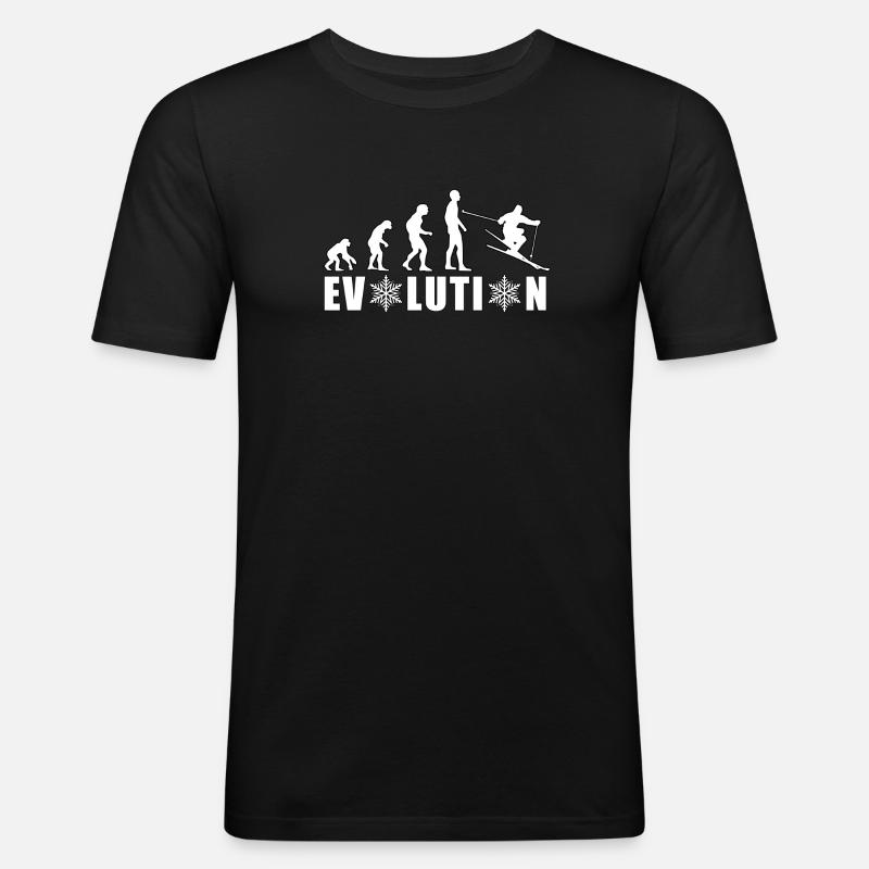 EVOLUTION Ski Winter Geschenk Weihnachtsgeschenk - Männer Slim Fit T-Shirt - Schwarz