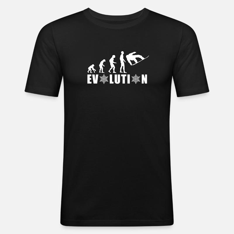 EVOLUTION SNOWBOARD Schnee Winter Geschenk - Männer Slim Fit T-Shirt - Schwarz