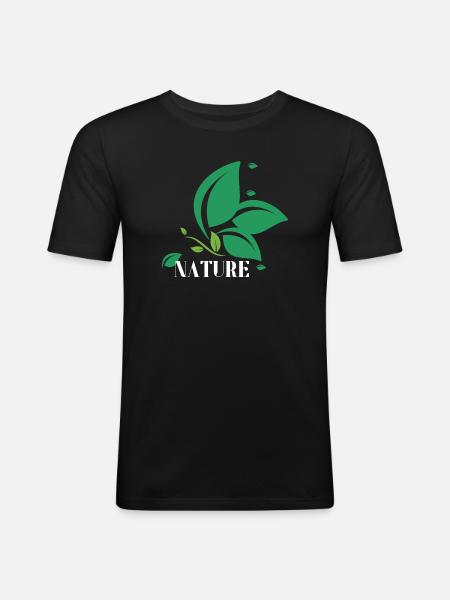 Verdant Leaf Emblem - Men's Slim Fit T-Shirt - black