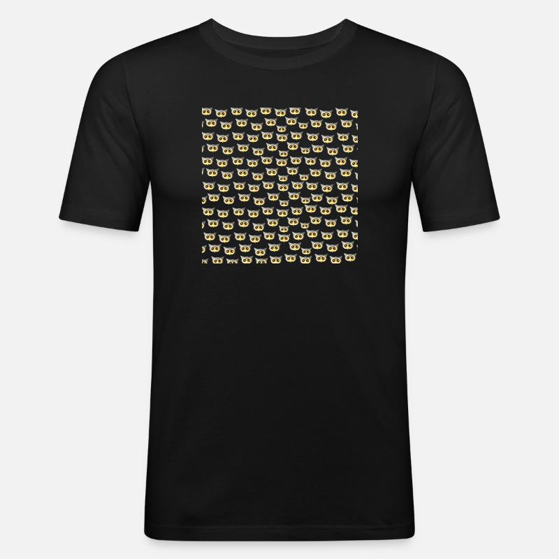 vögel für mädchen, Eulengesichter muster - Männer Slim Fit T-Shirt - Schwarz
