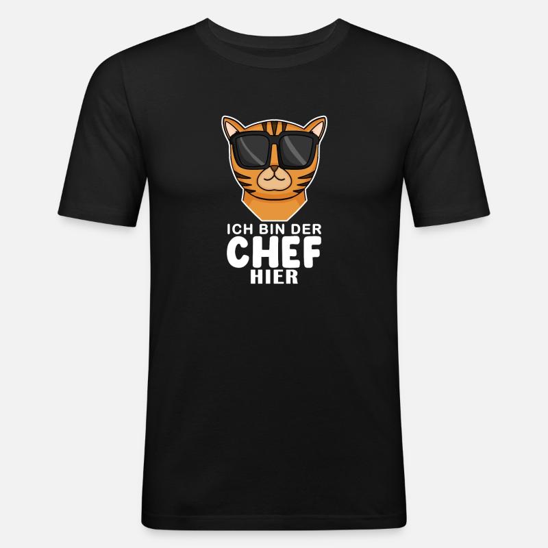 Cool Katze Bengalkatze Spruch - Männer Slim Fit T-Shirt - Schwarz