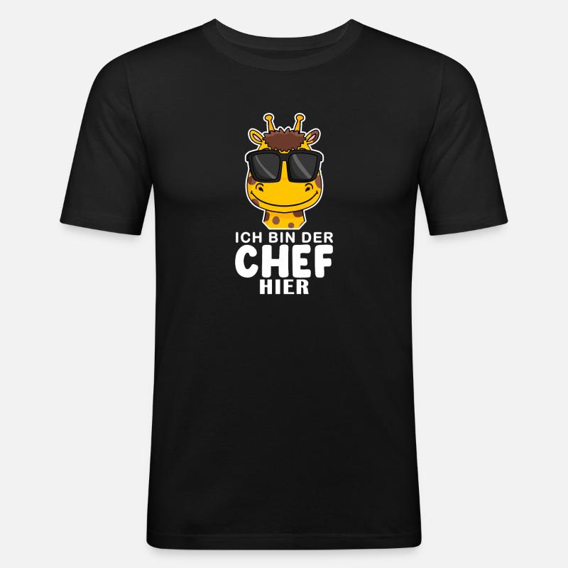 Cool Giraffe Chef Spruch - Männer Slim Fit T-Shirt - Schwarz