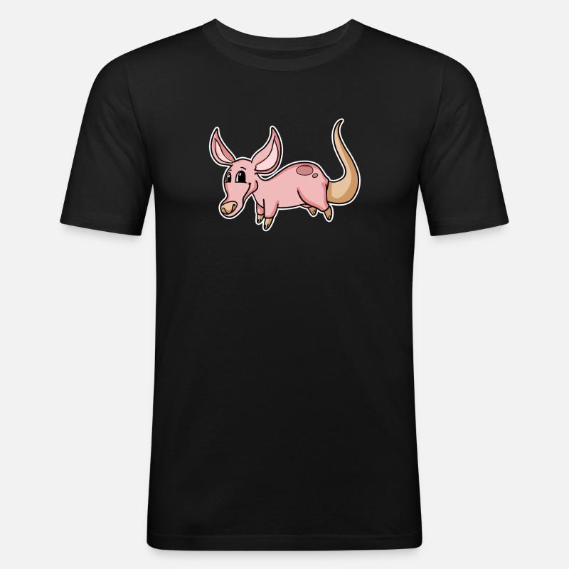 Erdferkel - Männer Slim Fit T-Shirt - Schwarz