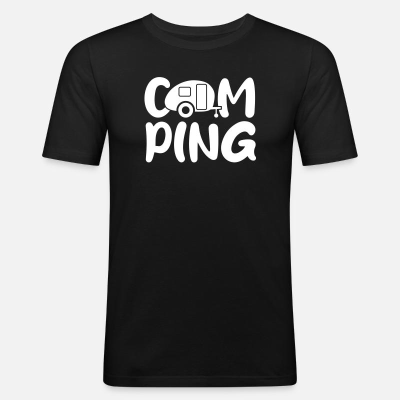 Camping Caravan Handschrift Comic Camper Wohnwagen - Männer Slim Fit T-Shirt - Schwarz