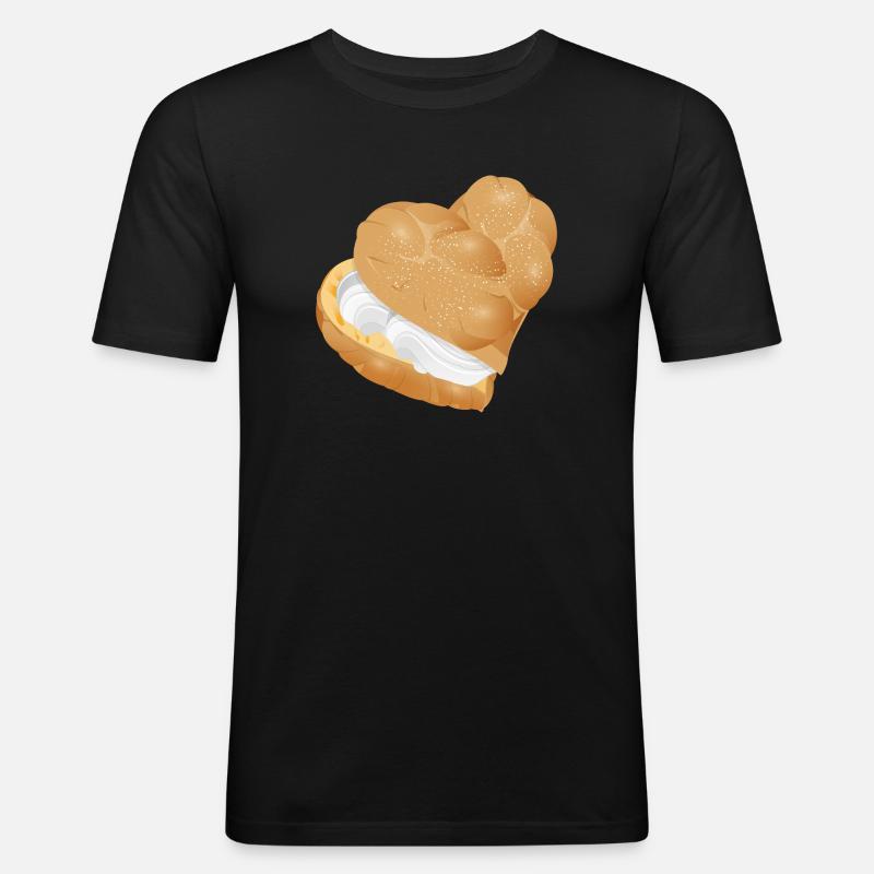 Mit Sahne gefülltes Windbeutel Herz - Männer Slim Fit T-Shirt - Schwarz