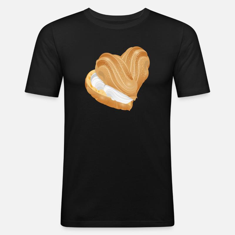 Mit Sahne gefülltes Windbeutel Herz - Männer Slim Fit T-Shirt - Schwarz
