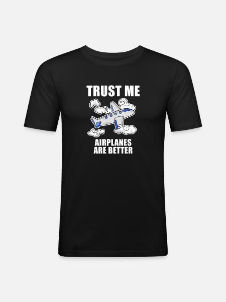 Airplanes Airplane Pilot Gift - Men's Slim Fit T-Shirt - black