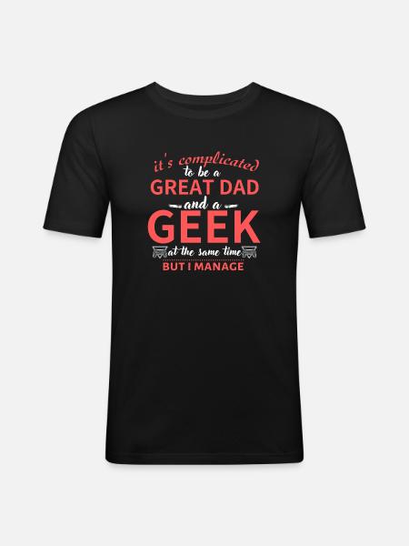 Papa Geek : Super Papa et Tee Geek - T-shirt près du corps Homme - noir