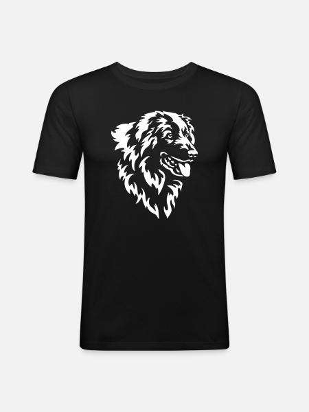 Pyrenäenberghund Kopf "Black Edition" - Männer Slim Fit T-Shirt - Schwarz