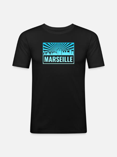 Marseille Skyline Sunbeams - Men's Slim Fit T-Shirt - black