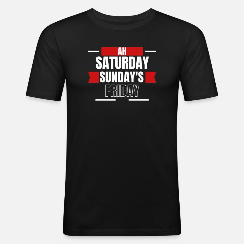 Ah Weekend Days Mashup Tee - Männer Slim Fit T-Shirt - Schwarz