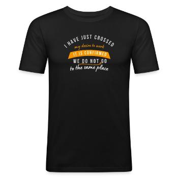 Désirs croisés, nous ne revenons pas - T-shirt près du corps Homme - noir - Devant - Nik (191cm)