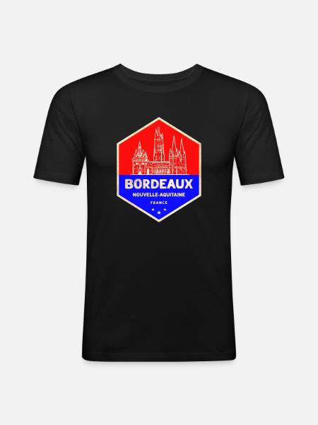Bordeaux Emblem Nouvelle-Aquitaine - Men's Slim Fit T-Shirt - black