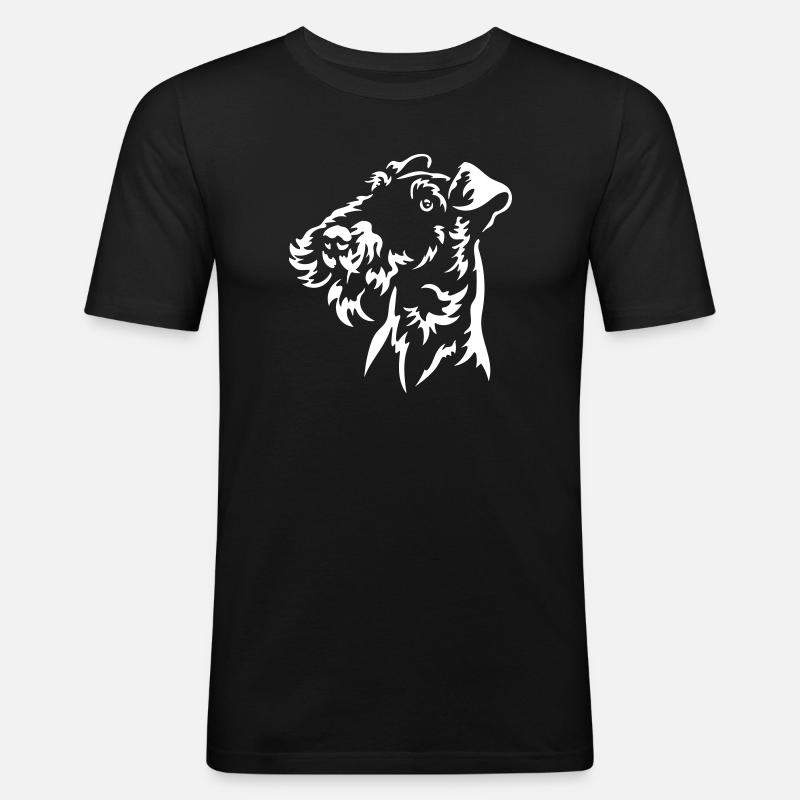 Foxterrier Kopf "Black Edition" - Männer Slim Fit T-Shirt - Schwarz