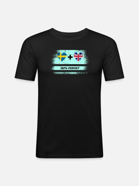 Royaume-Uni & Suède 100% parfait - T-shirt près du corps Homme - noir