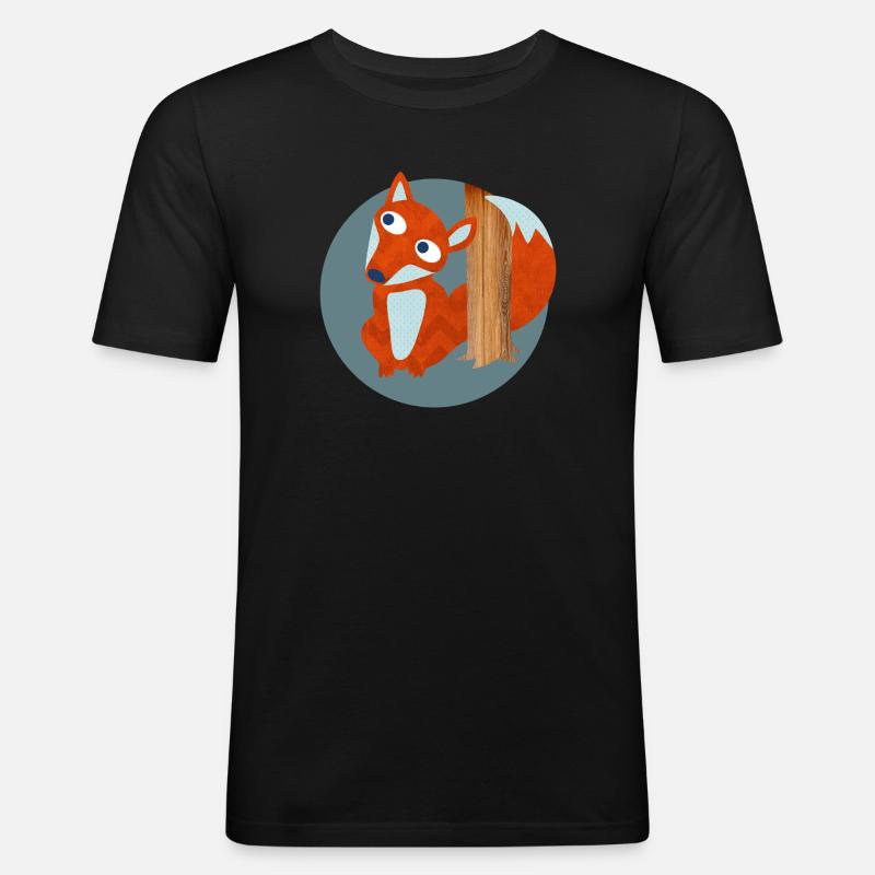 Fuchs Struktur Wald Kinderzimmer Muster Comic  - Männer Slim Fit T-Shirt - Schwarz