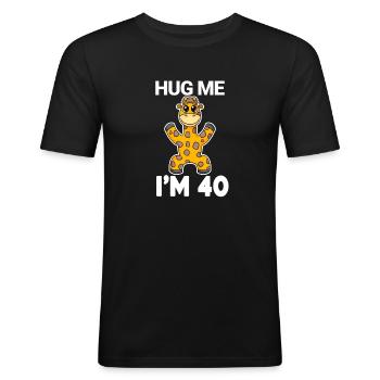 40 verjaardag - 40 jaar - knuffel - Mannen slim fit T-shirt - zwart - Voor - Nik (191cm)