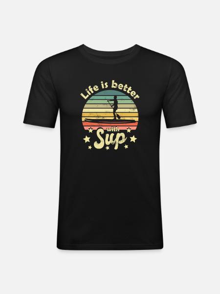 Stehpaddeln Stand Up Paddling - Männer Slim Fit T-Shirt - Schwarz