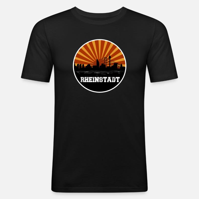 Rheinstadt Retro Skyline - Männer Slim Fit T-Shirt - Schwarz