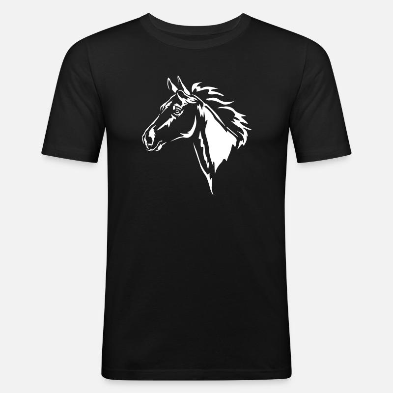 Pferd Kopf "Black Edition" - Männer Slim Fit T-Shirt - Schwarz