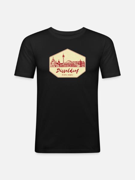 Dusseldorf Skyline Badge - Men's Slim Fit T-Shirt - black