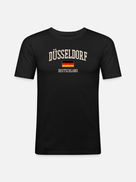 Drapeau de Düsseldorf - T-shirt près du corps Homme - noir