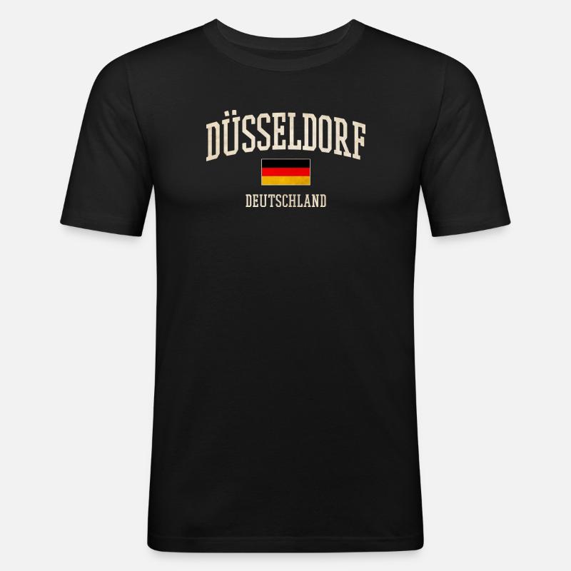 Drapeau de Düsseldorf - T-shirt près du corps Homme - noir