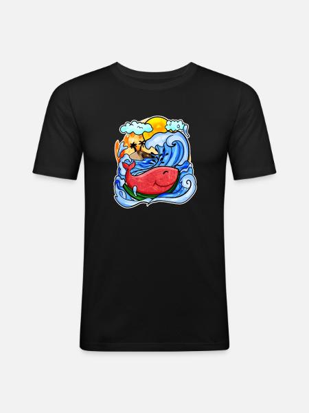 Baleine pastèque - T-shirt près du corps Homme - noir