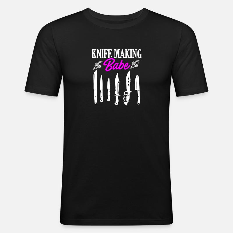 Knife Making Babe Messer Design - Männer Slim Fit T-Shirt - Schwarz