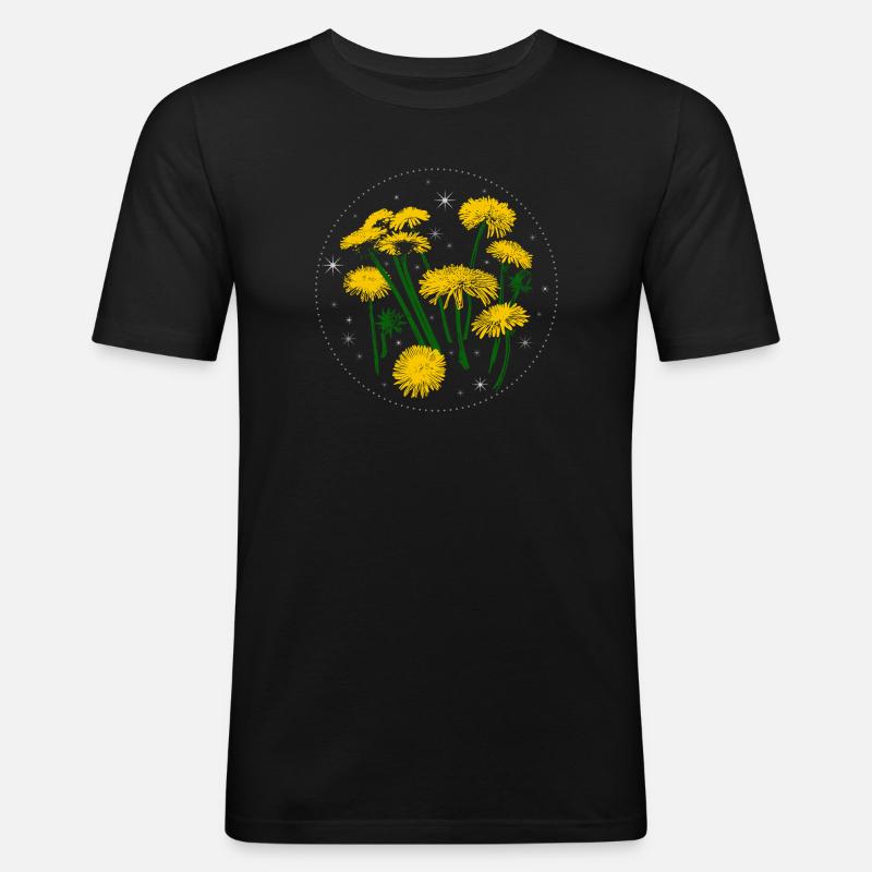Löwenzahn Frühling Sternenhimmel - Männer Slim Fit T-Shirt - Schwarz