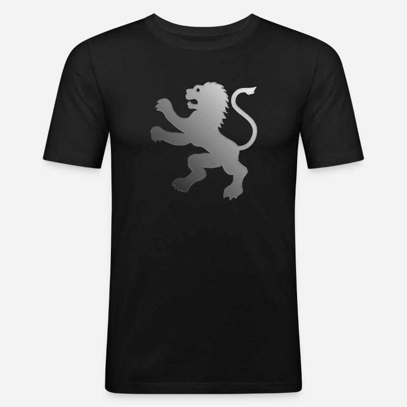 Lion embossed | Wappentier - Männer Slim Fit T-Shirt - Schwarz