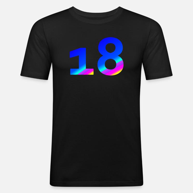 verschenken, 18 blauton mit Farbverlauf - Männer Slim Fit T-Shirt - Schwarz