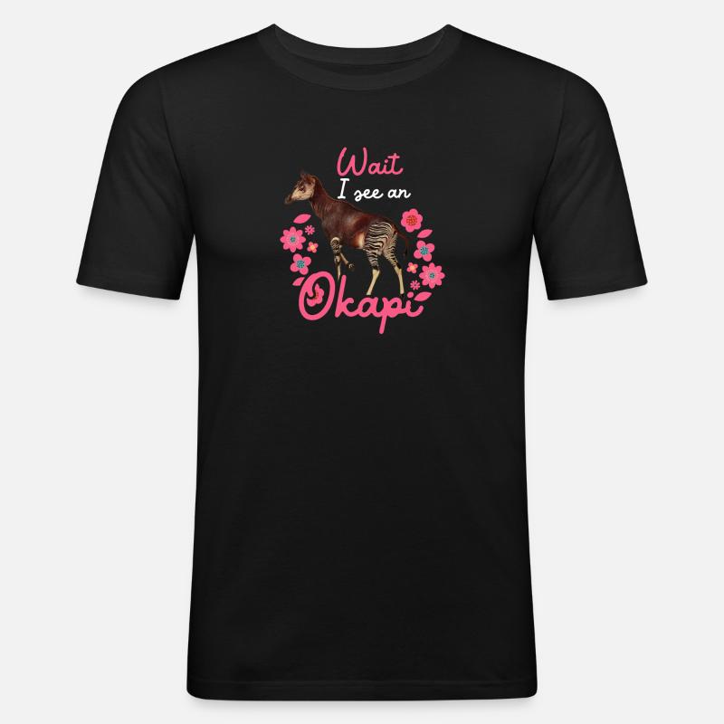 Warte, ich sehe ein Okapi - Männer Slim Fit T-Shirt - Schwarz