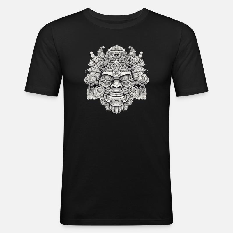 Psychedelischer Kopf - Männer Slim Fit T-Shirt - Schwarz