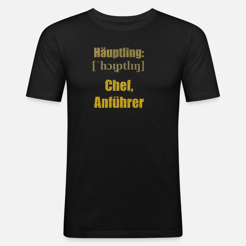 häuptling chef - Männer Slim Fit T-Shirt - Schwarz