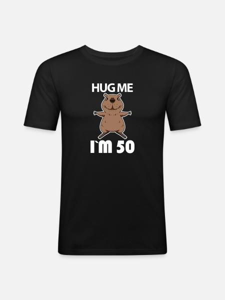 50 ans - 50 ans - câlin - T-shirt près du corps Homme - noir